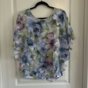 Alfred Dunner floral Sheer overlay blouse size 16